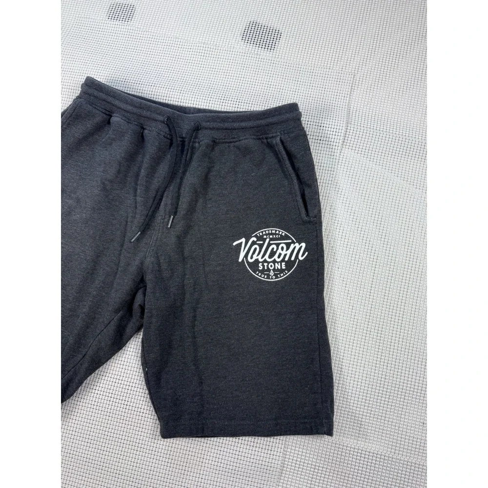 Volcom Stone Fleece Shorts Mens Small Gray Drawstring Lounge Casual A10117TS